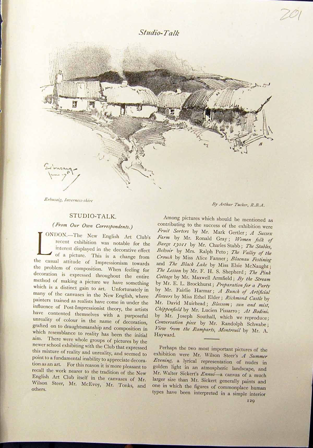 Old Print Erbusaig Inverness-Shire Arthur Tucker 1912 Young Girl Shepherd 20th