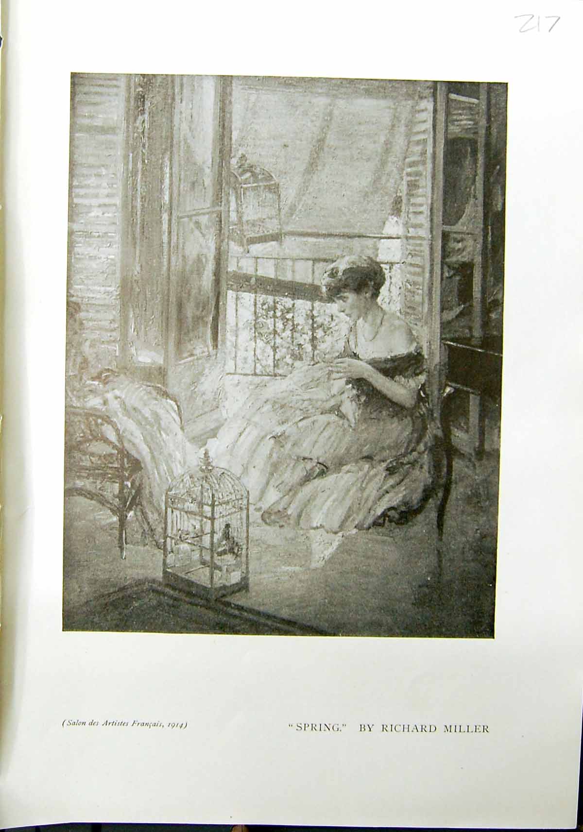 Old Spring Lady Bird Cage Richard Miller Mauve Rose Myron Barlow 1912 20th