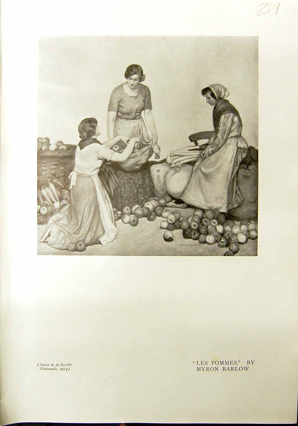 Antique Old Print Les Pommes Apples Myron Barlow Lady Gustave Courbet 1912 20th