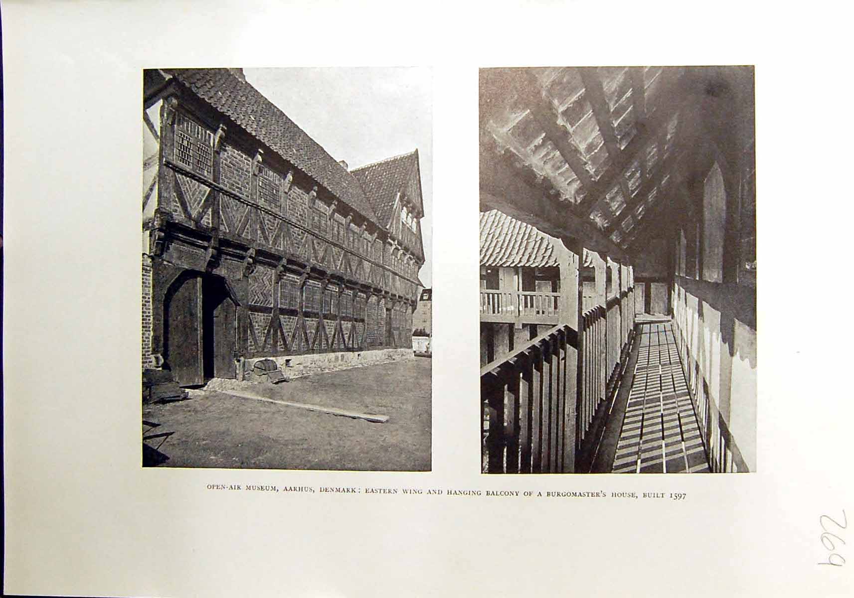 Old Print Open-Air Museum Aarhus Denmark Burgomaster House Interior 1912 20th