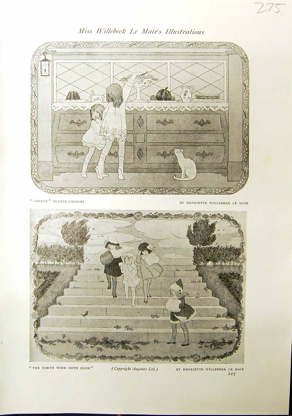 Old Print Willebeek Le Mair Illustration Cosy Corner Children Fruit 1912 20th