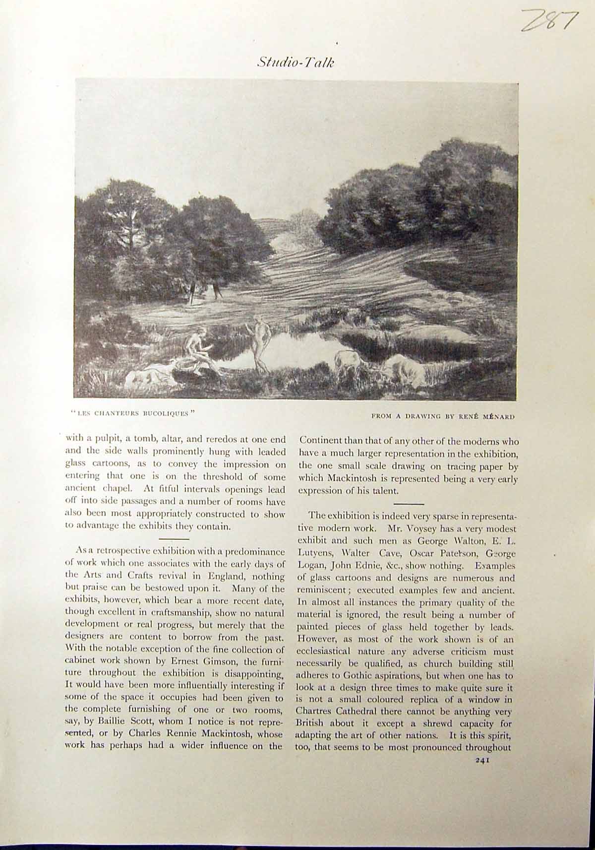 Antique Print 1912 Chanteurs Bucoliques Rene Menard Mountain Stream Steppes