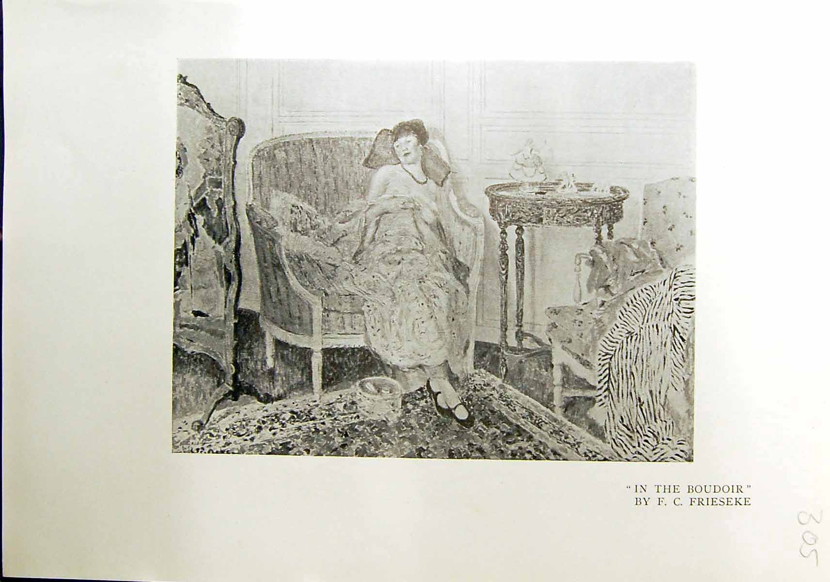 Original Old Antique Print 1912 Lady Boudoir Frederick Frieseke Woman Jeanne