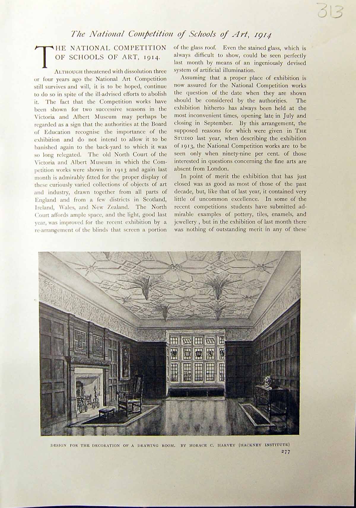Old Design Decoration Horace Harvey Hackney School Art Tempera Hendry