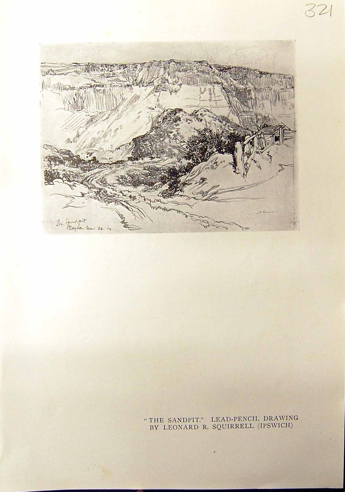 Old Sandpit Drawing Squirrell 1912 Design Lace Fan Nicholson School M 20th