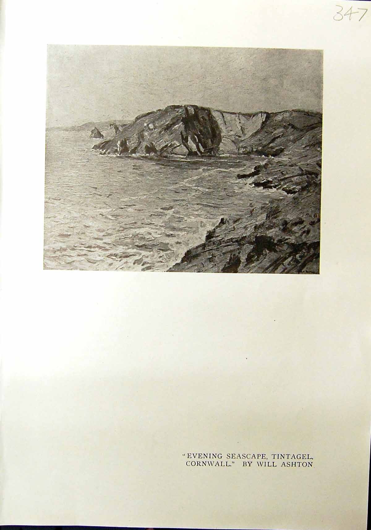 Old Evening Seascape Tintagel Cornwall Ashton 1912 Madrid People Bisc 20th