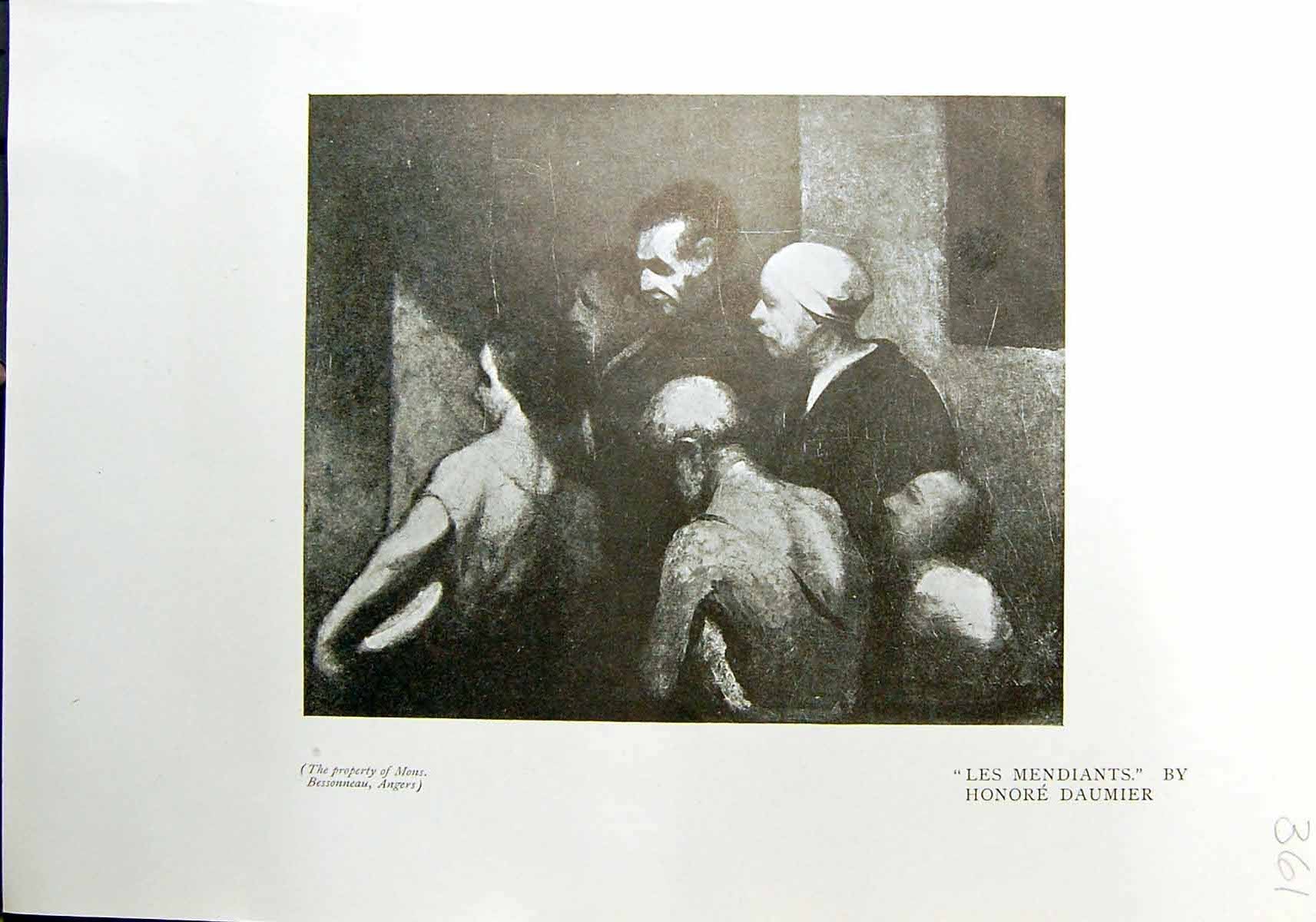 Original Old Antique Print Les Mendiants Daumier 1912 Bucheronne Firmin Renoir