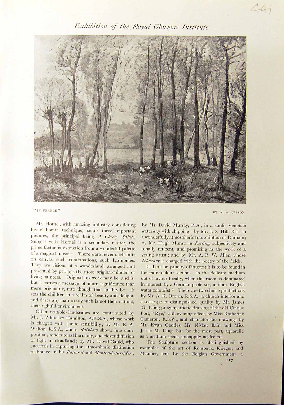 Old Antique Print Woods Trees France Gibson Drake Duck George Pirie 1912 20th