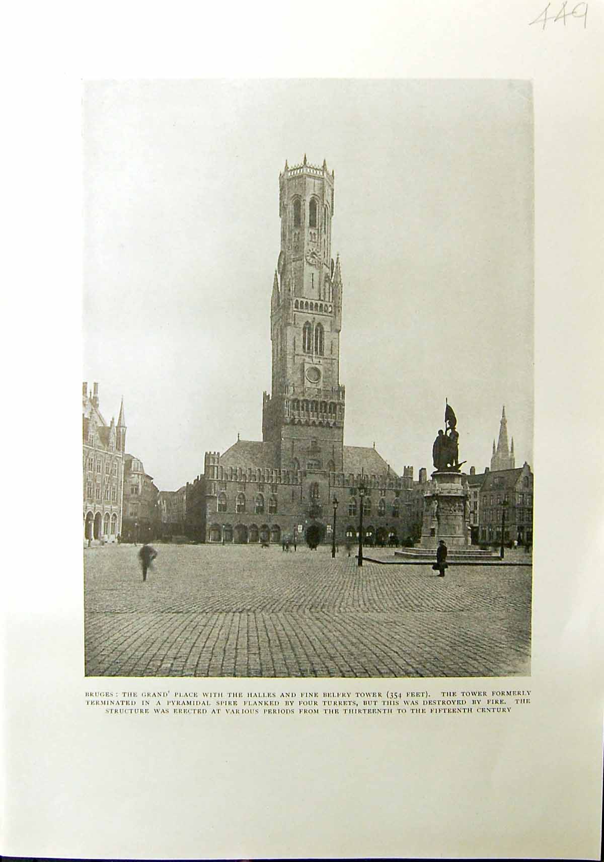 Old Bruges Grand Place Halles Belfry Tower Oudenarde Hotel Ville 1912 20th