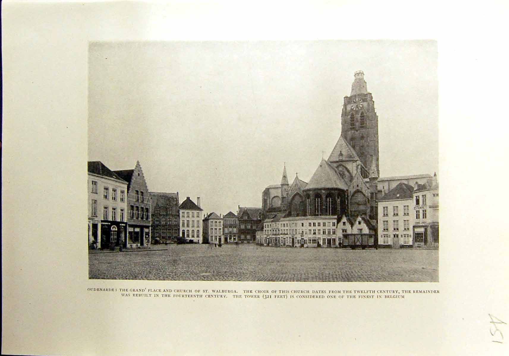 Old Oudenarde Grand Place Church Walburga Belgium Malines Cloth 1912 20th