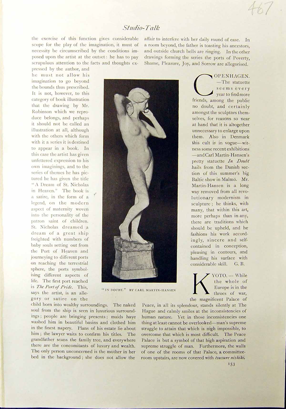 Old Tsuzure Nishiki Japan 1912 In Doubt Carl Martin-Hansen Sculpture 20th