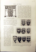 Antique Old Print 1912 Dress Hideyoshi Masks Hongwanji Temple Kyoto Treasures