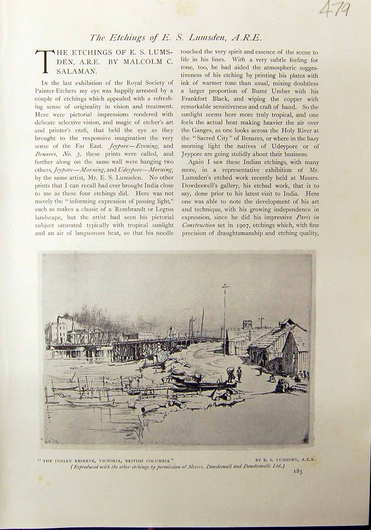 Old Antique Print Indian Reserve Victoria British Columbia Lumsden 1912 20th