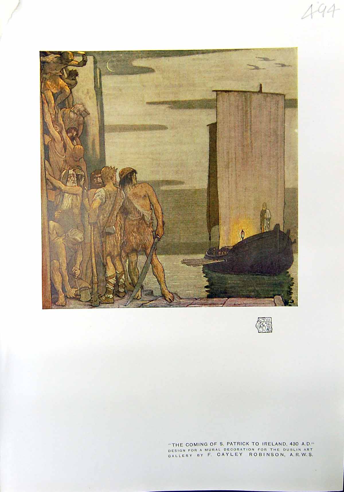 Antique Print Coming Patrick Ireland Mural Decoration Dublin Robinson 1912 20th