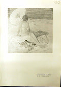 Original Old Antique Print 1912 Colour Au Bord De La Mer Nude Lady Frieseke