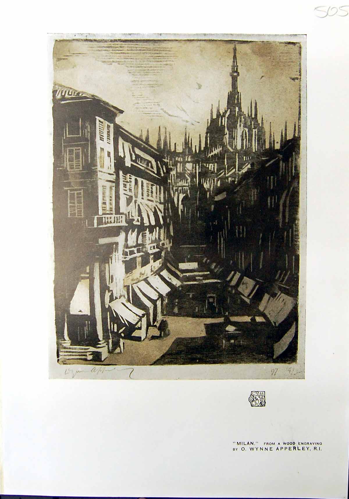 Old Print View Milan Corso Vittorio Emanuele Engraving 1912 Wynne Apperley 20th