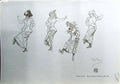 Old Antique Print 1912 Coster Girls Dancing Lead Pencil Sketch Phil May 20th