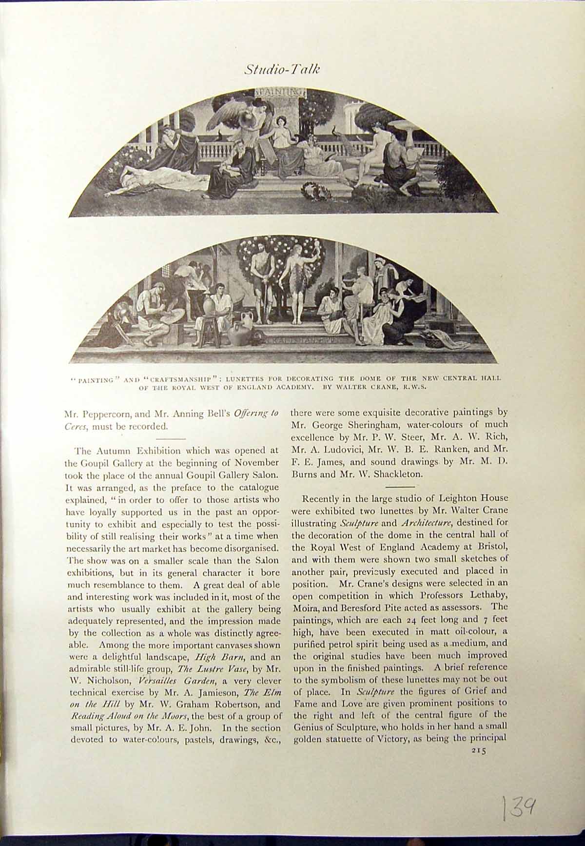 Old Lunettes Decorating Dome Hall England Crane 1913 Jewellery Floren 20th