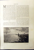 Antique Old Print Marine Painting Boat Filippo Carcano 1913 Women Water Well