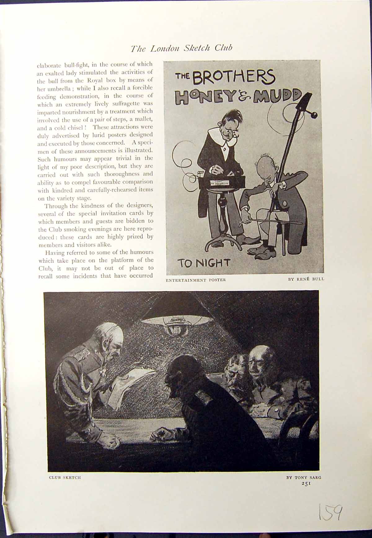 Old Poster Honey Mud Bull Club Sketch Sarg Bird Caterpillar Rountree