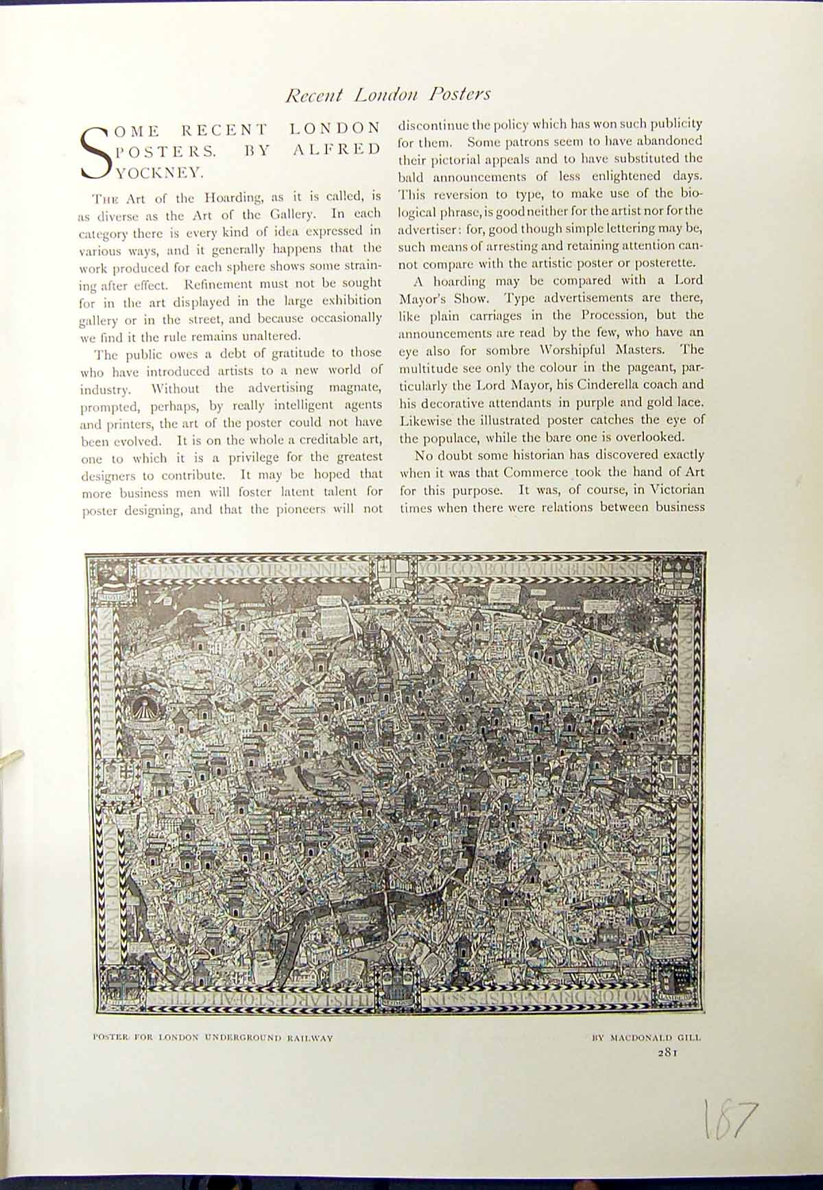 Old Print Poster London Underground Railway Gill Wood Rowley Gallery 1913 20th