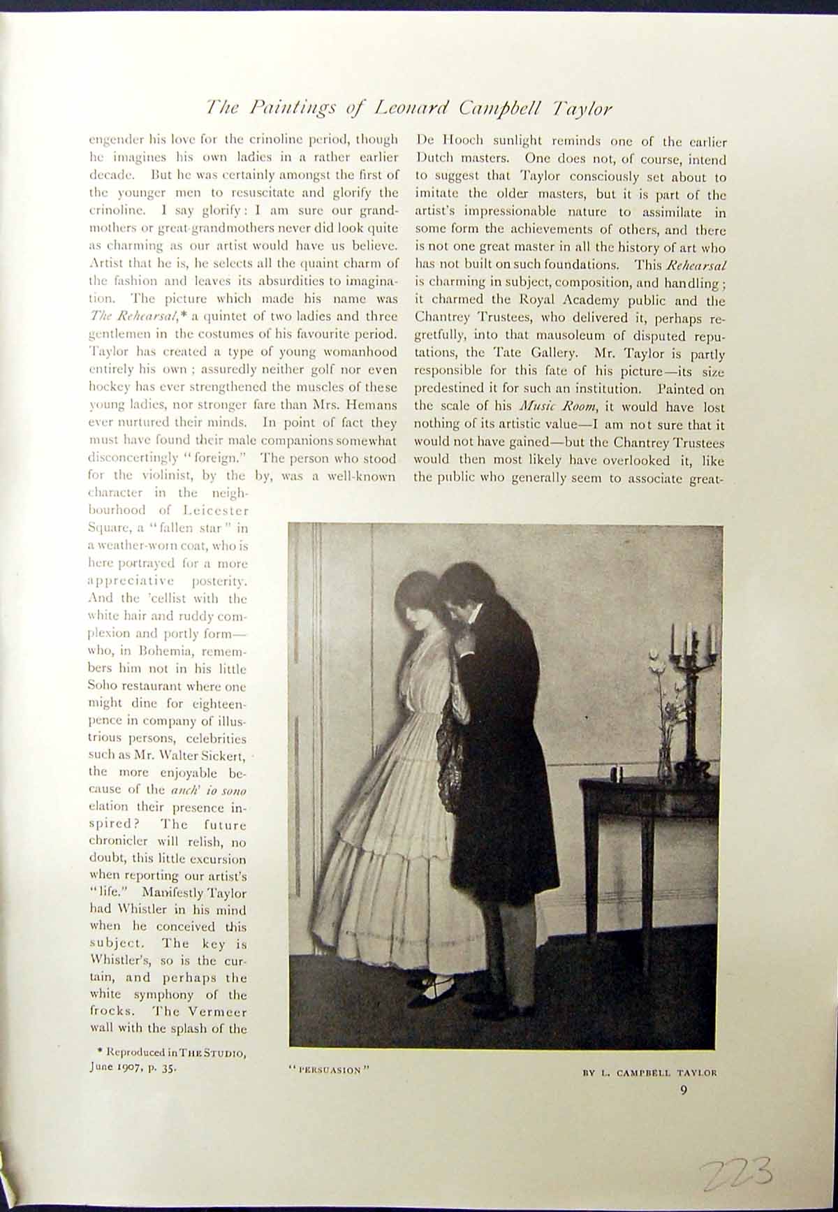 Antique Old Print Persuasion Man Lady Romance Campbell Taylor Patience 1913