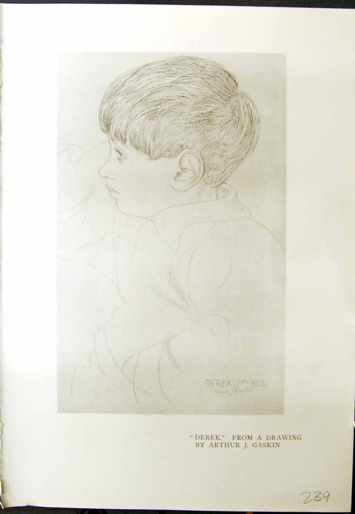 Original Old Antique Print 1913 Derek Gaskin Country Boy Village Lad Sketch