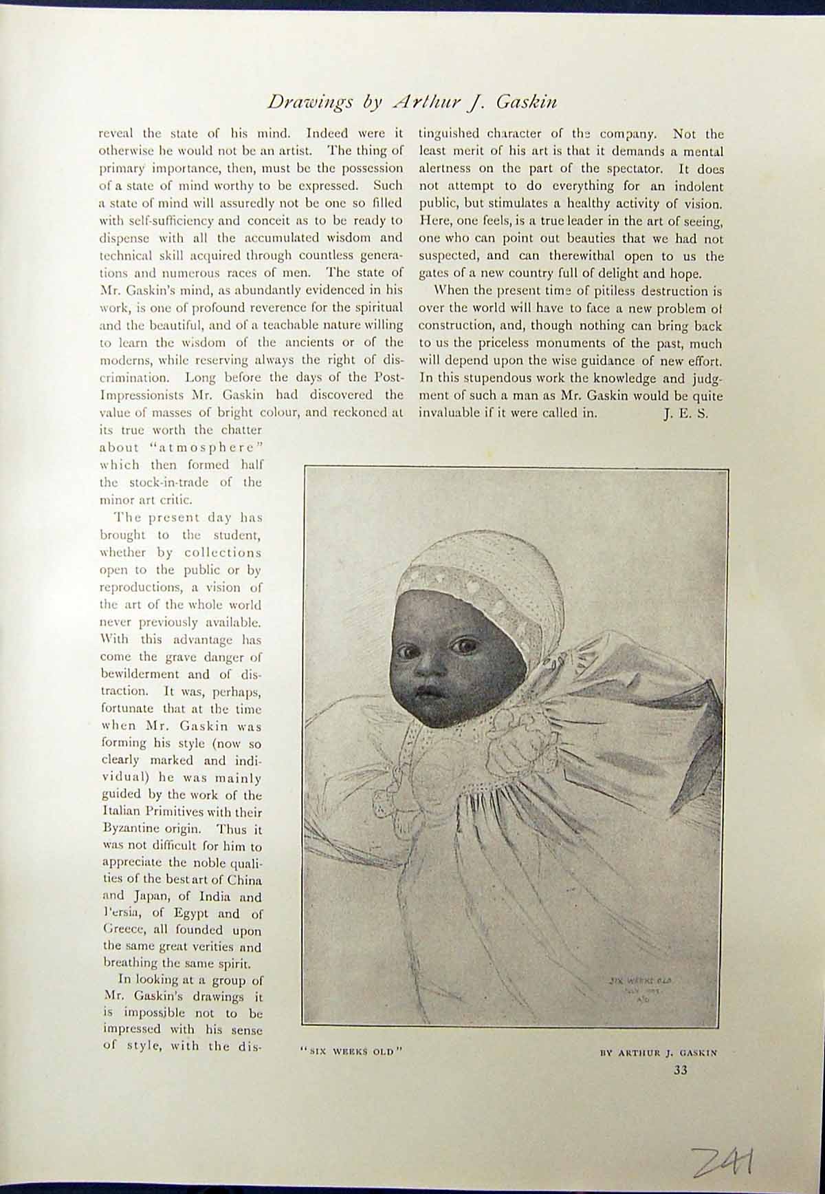Antique Print Six Week Baby Arthur Gaskin 1913 Casket Silver Enamel Keighle