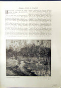 Antique Old Print Landscape Flanders Robert Boudry Trees Birds Woestyne 1913