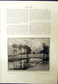 Antique Old Print 1913 Canal Sluis Trees John Wright Lone Barn River Scene 20th