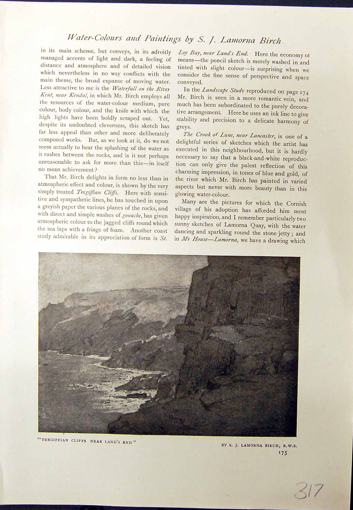 Old Tregiffian Cliffs Land'S End Lamorna Birch River Lune Lancaster A