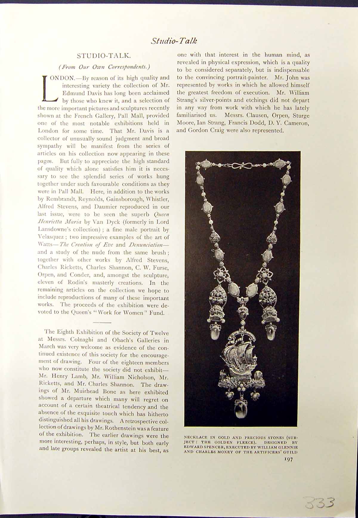 Antique Print Necklace GSpencer Moxey 1913 Sanctuary Lamp Ostrich Egg Gospe