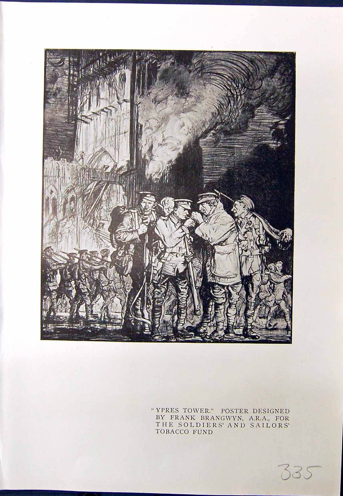 Antique Print Suffolk Landscape Hall 1913 Ypres Tower Poster Brangwyn Siers