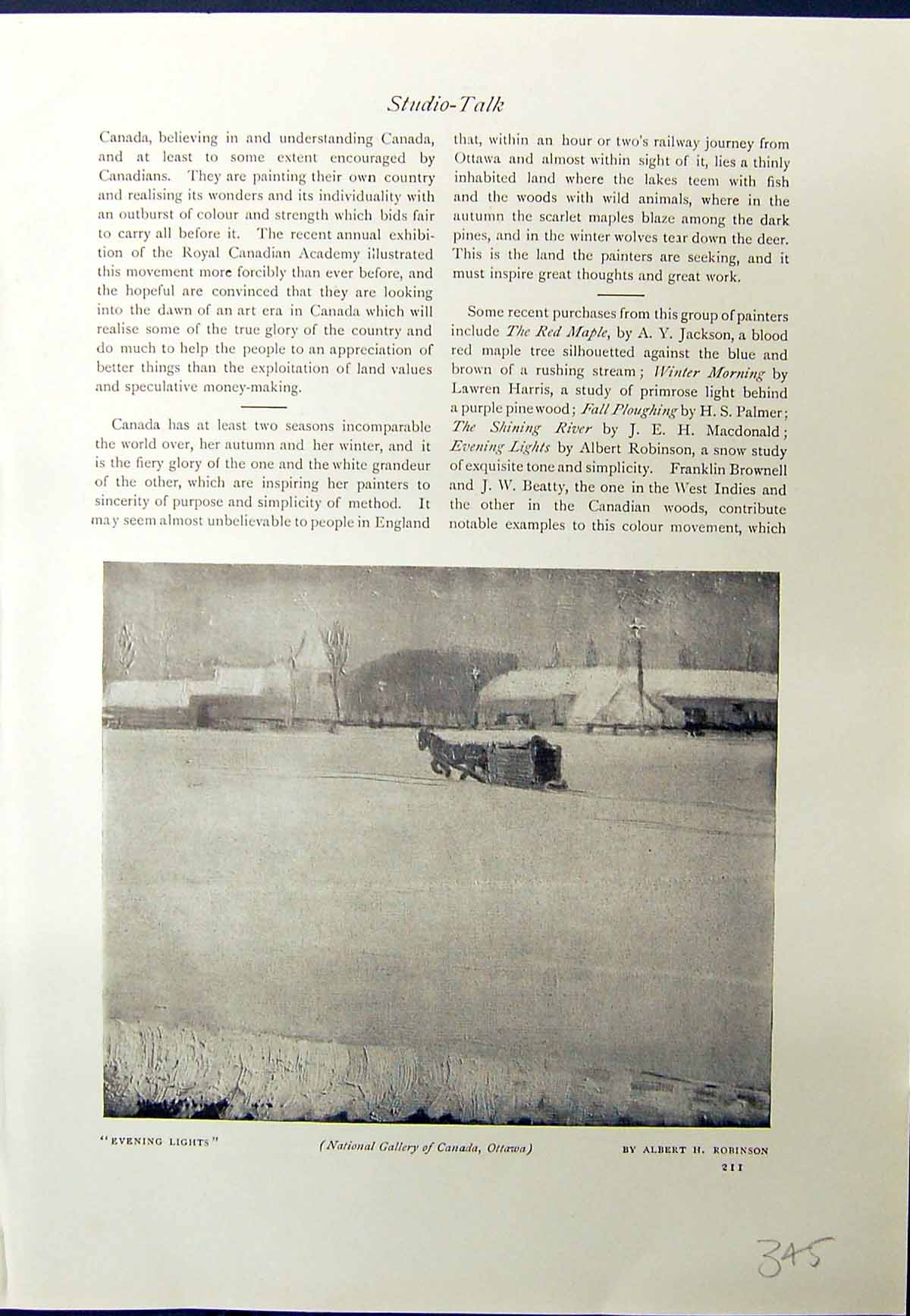 Old Evening Lights Albert Robinson Horse Snow Sledge 1913 Konstantin 20th