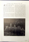 Original Old Antique Print New York Night William Monk 1913 Quay Ships America