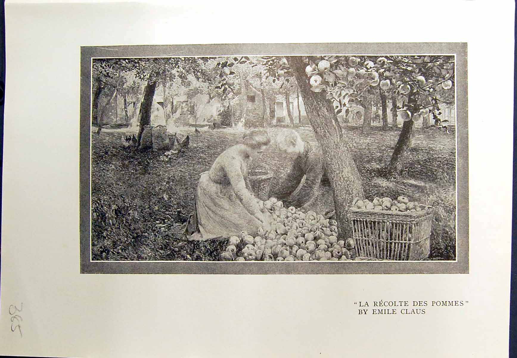 Old Recolte Pommes Apples Orchard Claus Mother Child Bronze Dubois Ro