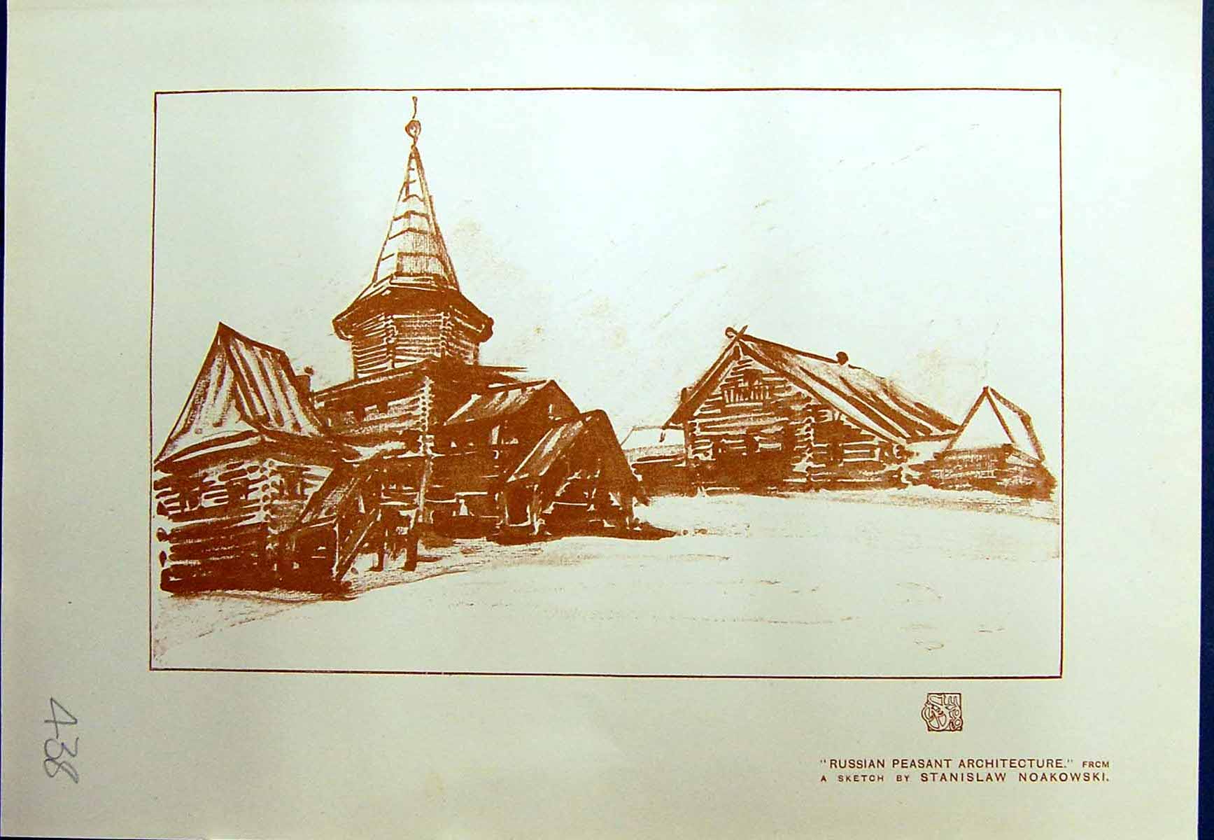 Antique Print Russian Peasant Architecture Houses 1913 Stanislaw Noakowski 20th