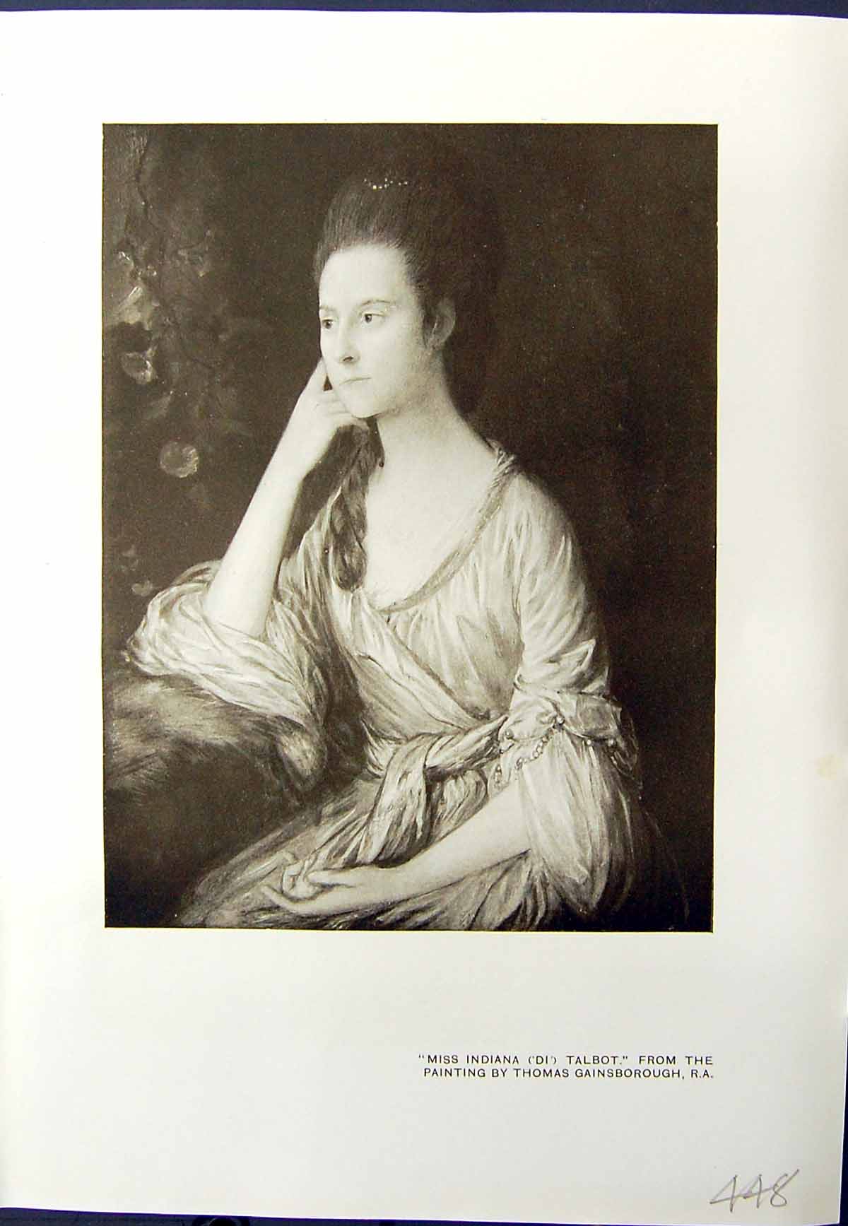 Old Antique Print Portrait Miss Indiana Talbot 1913 Thomas Gainsborough 20th
