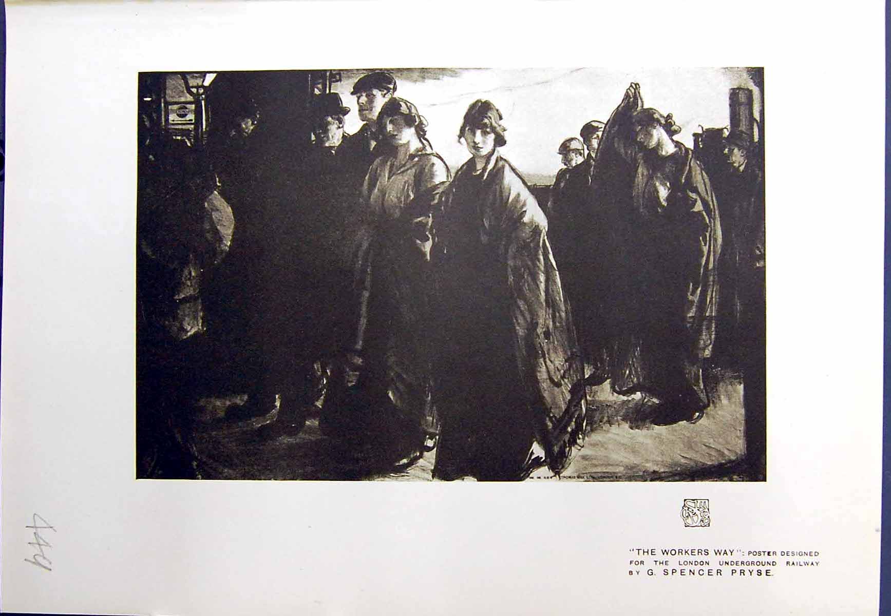 Old Workers Way Poster London Underground Railway 1913 Spencer Pryse 20th