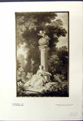 Original Old Antique Print Beautiful Lady Sculpture L'Abandon 1913 Fragonard
