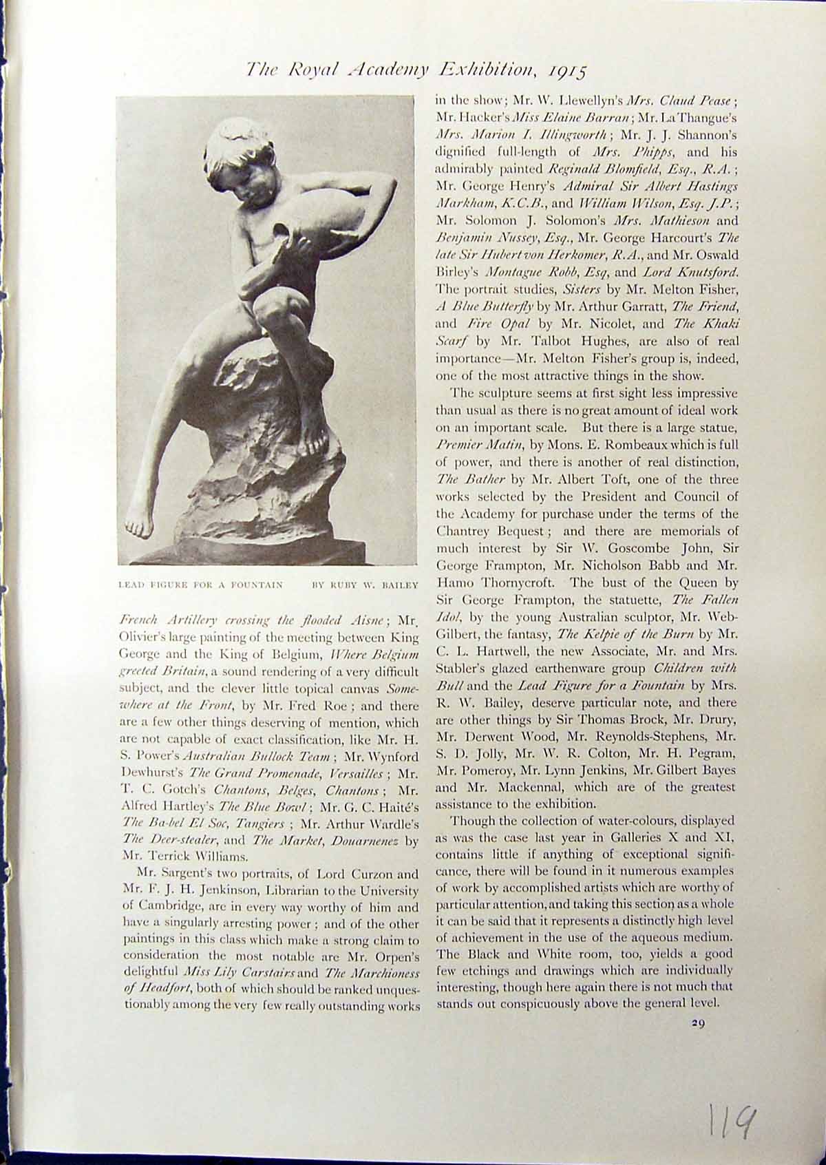 Old 1914 Lead Figure Fountains Sculpture Ruby Bailey Woods Trees Birc 20th