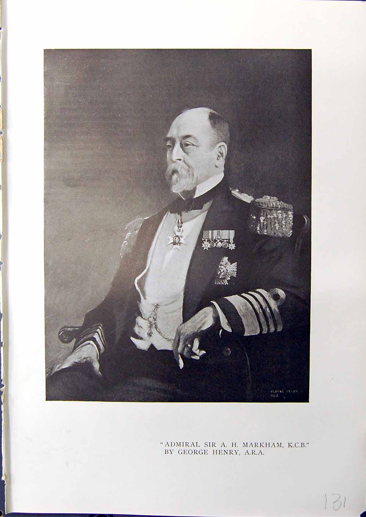 Old Antique Print 1914 Admiral Markham George Henry Cleeve Lewes Sussex 20th