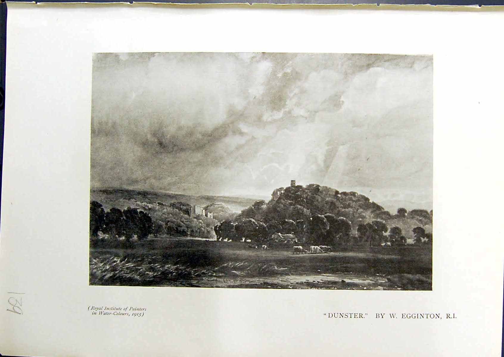 Old Print View Dunster Egginton 1914 Ceramic Figure Glazed Faience Adams 20th