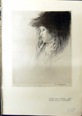 Antique Old Print 1914 Study Head Drypoint Sturges Banner Belfast Dawson Lond