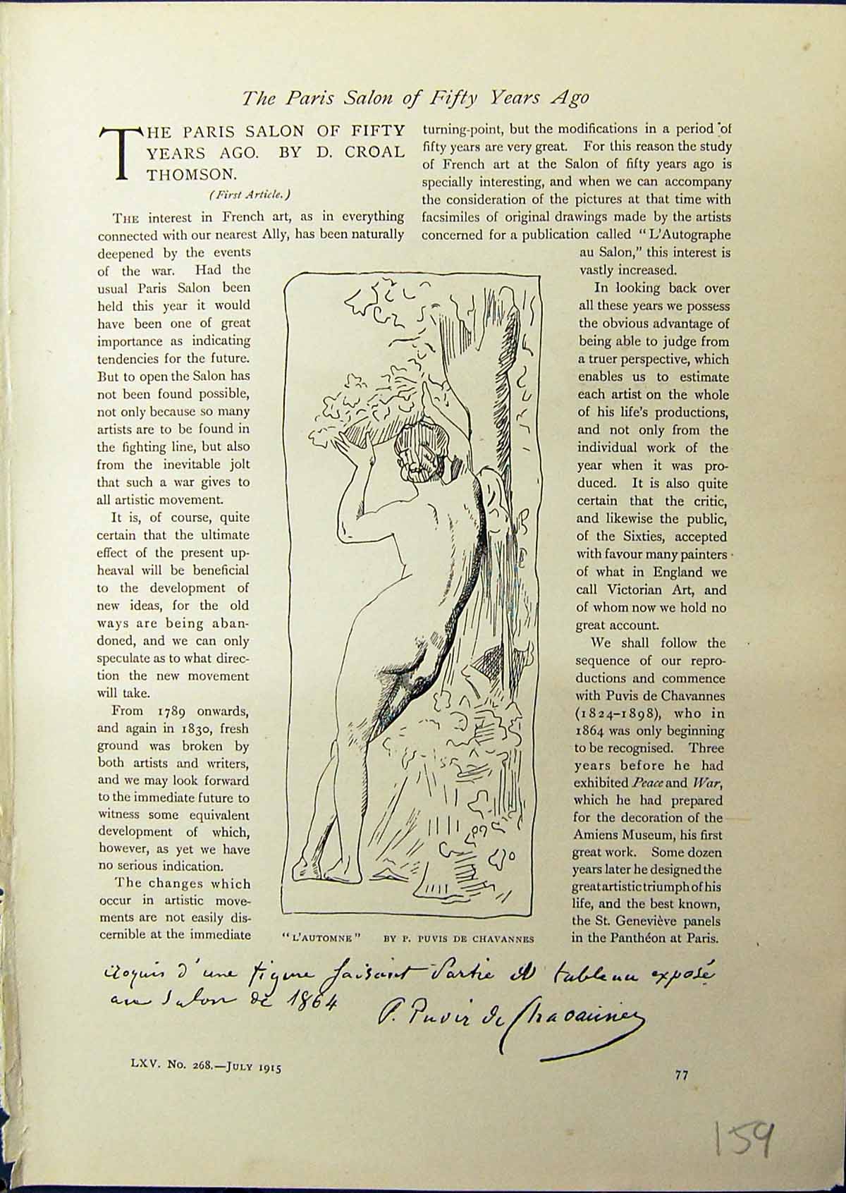 Old 1914 Paris Puvis Chavannes Nude Peasants Pipe Daumier Fishing Boa 20th
