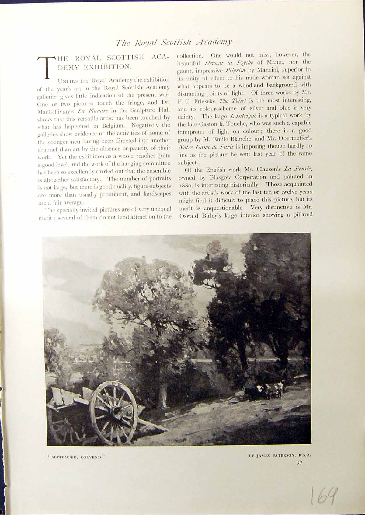 Antique Old Print September Colvend James Paterson 1914 Nancy John Barclay 20th