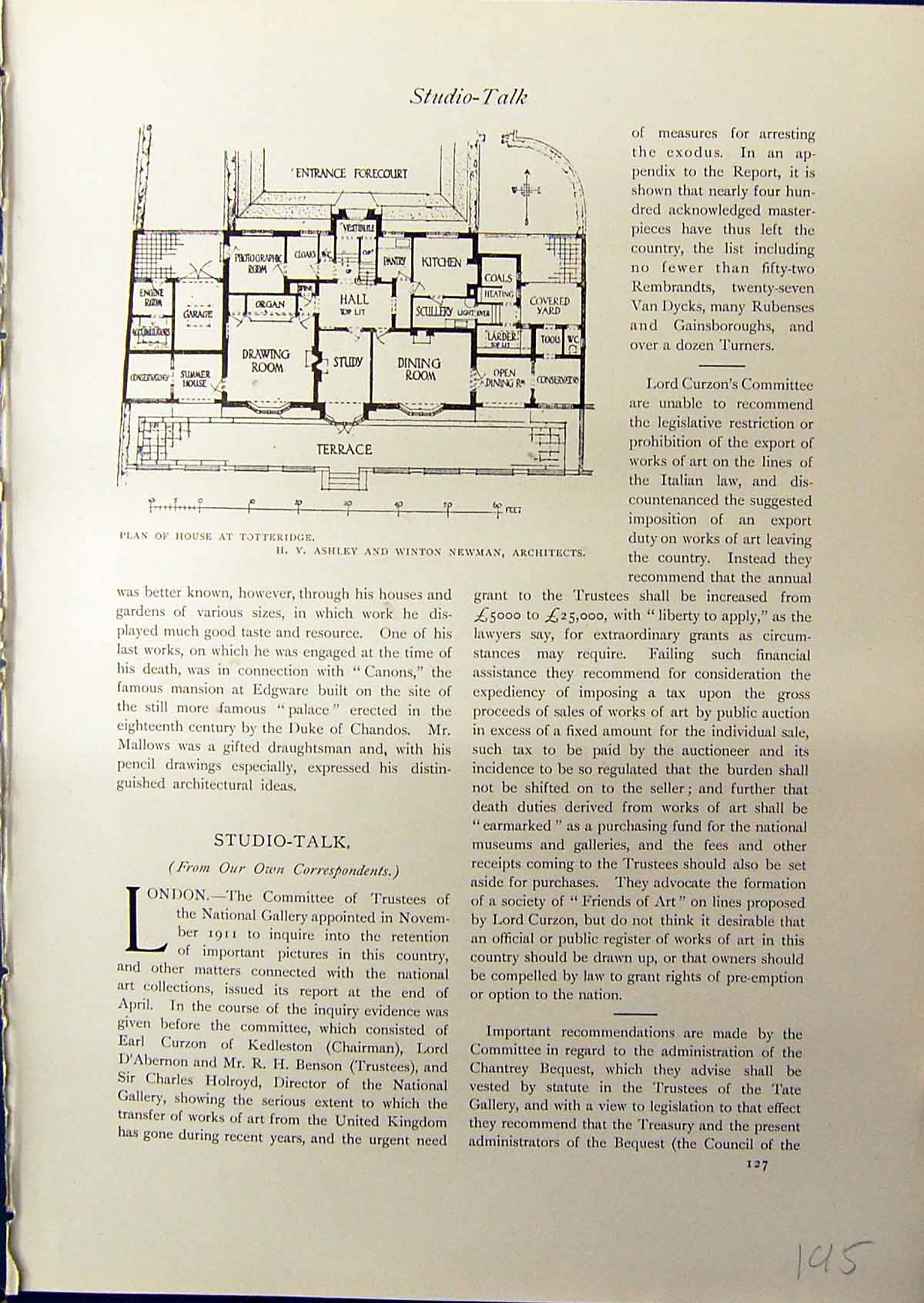 Old Plan House Totteridge Ashley Architecture Ducks Wind Simpson 1914 20th