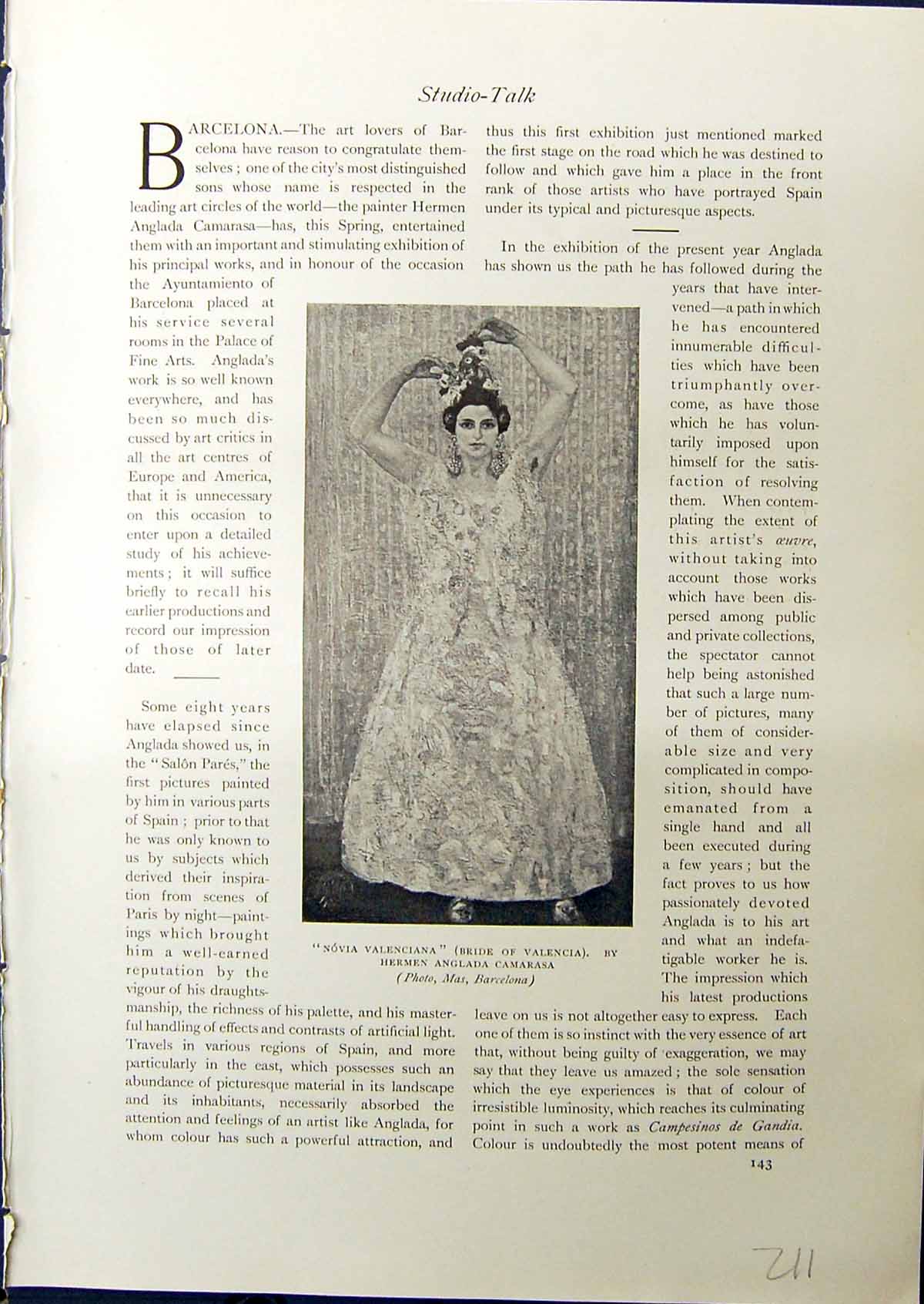 Old Novia Valenciana Bride Valencia Hermen Camarasa 1914 Peasants Gan 20th