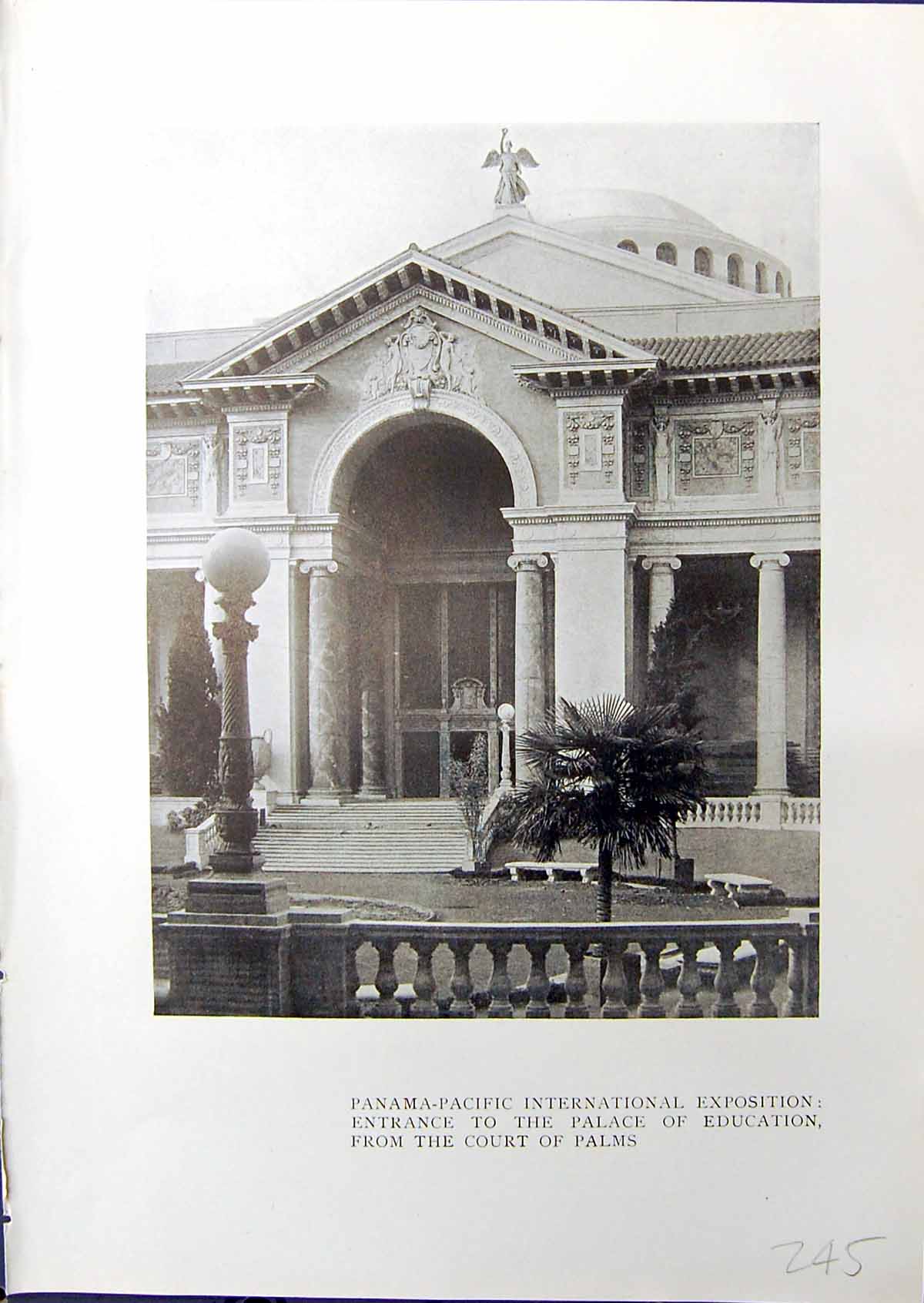 Old 1914 Panama-Pacific Exposition Palace Education Court Palms Abund 20th