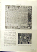 Old Design Vellum Cadness Manchester School Art 1914 Velvet Bag Fishi 20th